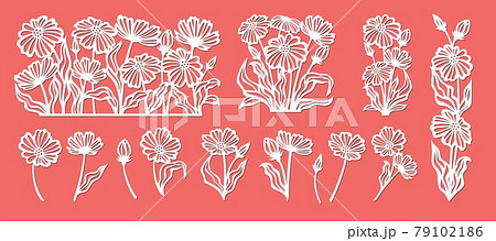 花 菊 ステンシル 植物のイラスト素材