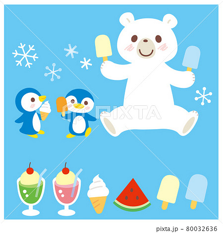 かき氷 ペンギン カキ氷 氷のイラスト素材