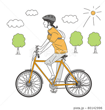 かわいい イラスト シンプル 自転車の写真素材