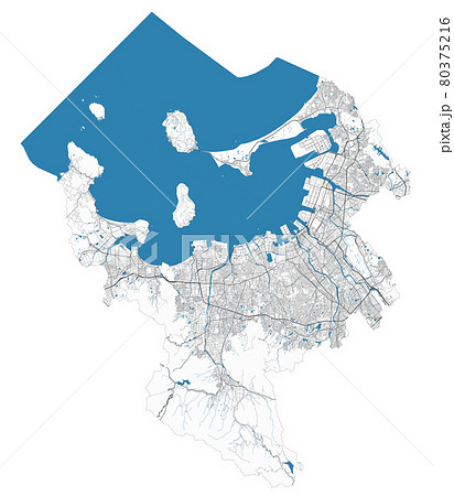 福岡市地図のイラスト素材
