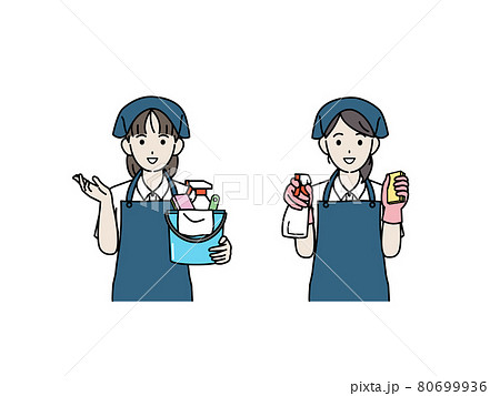 女性 掃除 かわいい 清掃のイラスト素材