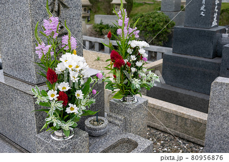 墓参り 花の写真素材