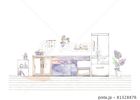 冷蔵庫 家電 手描き イラストのイラスト素材