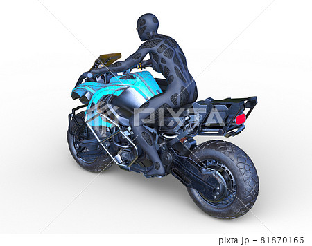 ライダー ポーズ バイク 女性の写真素材