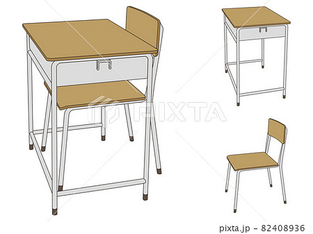 教室 学校 机 椅子 勉強 座るのイラスト素材