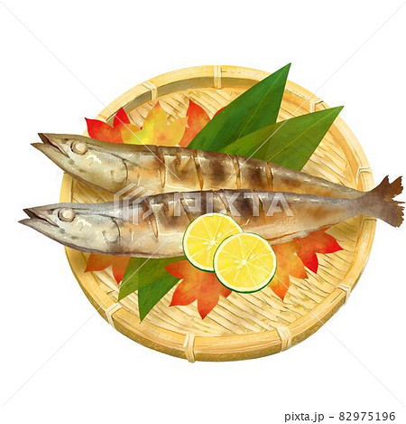 焼き魚のイラスト素材