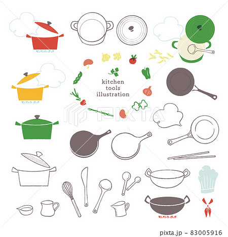 ベクター 手書き キッチン 調理器具のイラスト素材