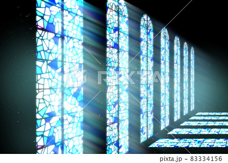 ステンドグラス 光 反射 教会の写真素材