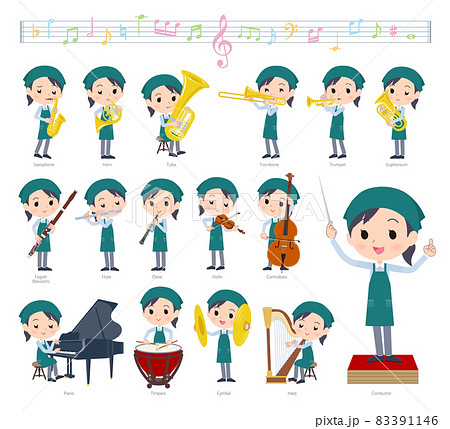 吹奏楽 かわいいのイラスト素材