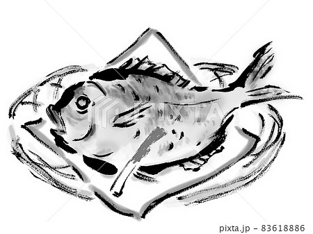 鯛 魚 モノクロ たいのイラスト素材