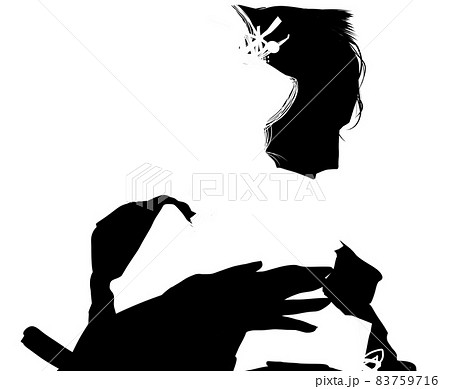 舞妓 シルエットの写真素材