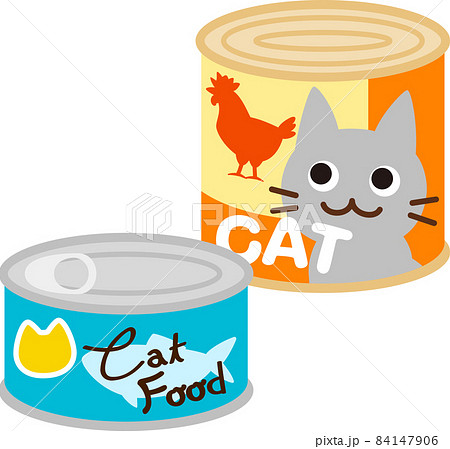 トラ猫イラストのキャットフード キャットフードの缶詰から顔を出す猫イラスト - 四葉 の