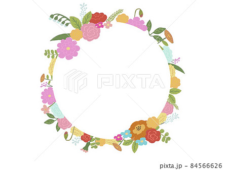 フレーム 花 植物 リースのイラスト素材