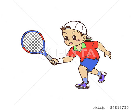 人物 テニス 男性 ボレーのイラスト素材