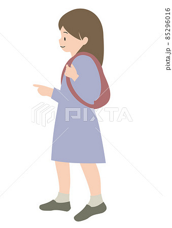 イラスト素材 リュックを背負って歩く女の子のイラスト素材