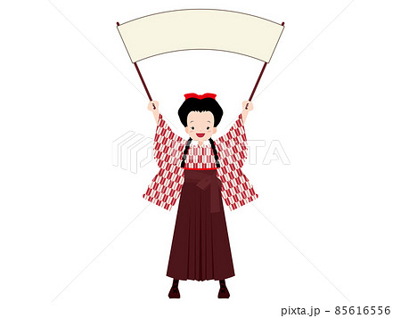 女の子 大正時代 大正ロマン 女学生のイラスト素材