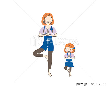 親子ヨガのイラスト素材