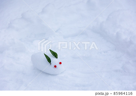ゆきうさぎ 雪だるまの写真素材 - PIXTA