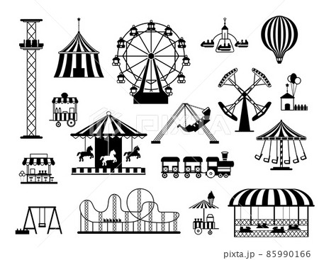 遊園地 シルエット 影 アトラクションのイラスト素材 - PIXTA