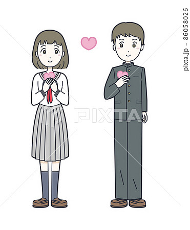 高校生 制服 片思い 男子のイラスト素材