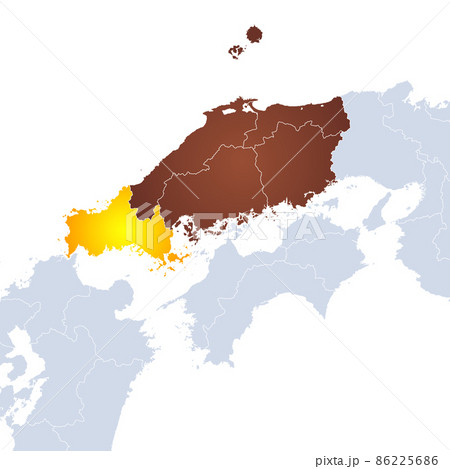 山陰地方 地図 日本地図の写真素材