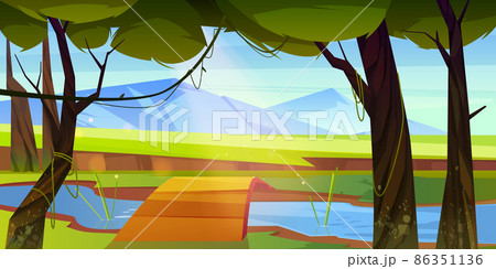 春の小川のイラスト素材 春の小川のイラスト素材