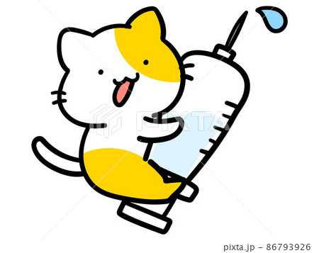 注射 注射器 手描き かわいいのイラスト素材