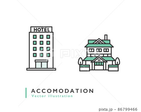 ベクター ホテル 建物 旅館のイラスト素材