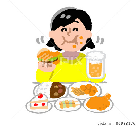 暴飲暴食のイラスト素材