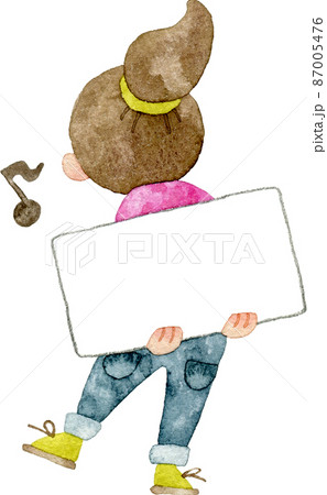 後ろ姿 女の子のイラスト素材