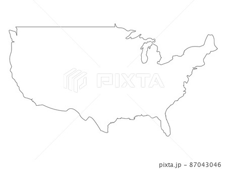 アメリカ 地図 白地図 ベクターのイラスト素材