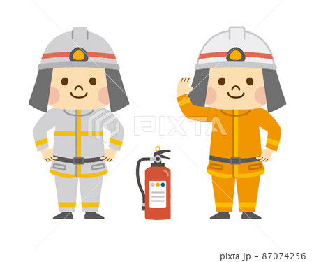 男性 消防士 人物 かわいいのイラスト素材