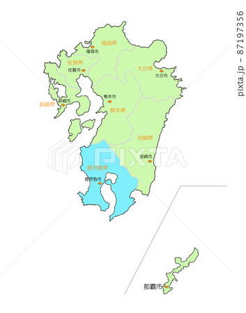 鹿児島市地図のイラスト素材