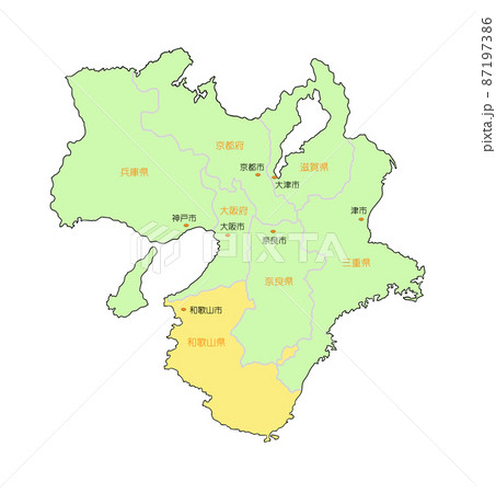 近畿地方の地図のイラスト素材