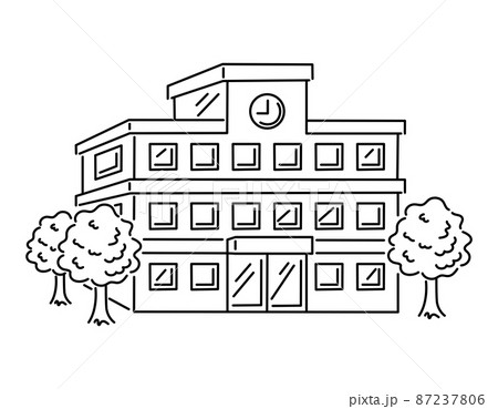学校 外観 建物 校舎のイラスト素材