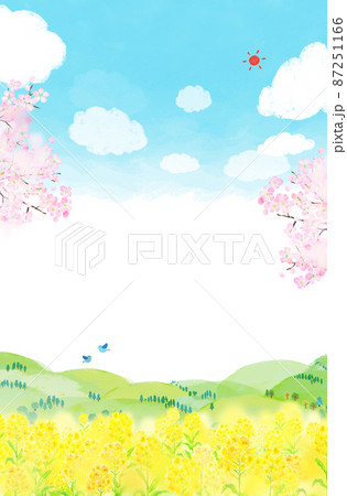 花 花畑 空 青空のイラスト素材