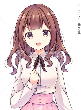 アニメ風の女性キャラクター 全身イラスト＋表情差分セットの