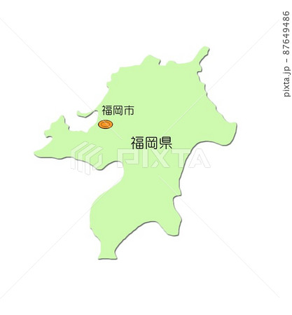 福岡県 福岡 地図 白地図のイラスト素材