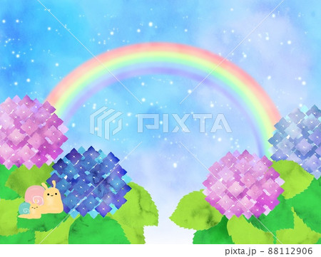 あじさい 虹 かたつむり 雨上がりのイラスト素材 - PIXTA