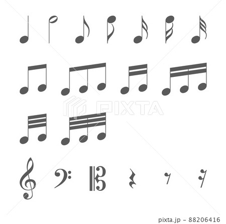 音楽 音符 白黒 楽譜のイラスト素材