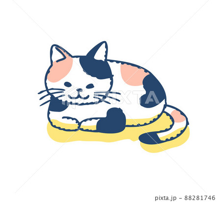日向ぼっこ　水彩画　「猫と花」　原画　イラスト 販売しています。 お花と日向ぼっこしています。 #猫#ねこ#花