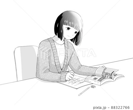 漫画 アニメ モノクロ 白黒のイラスト素材