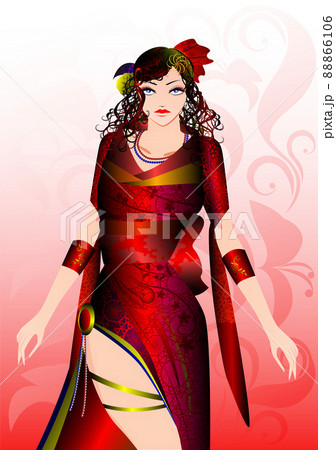 おいらん 和服のイラスト素材