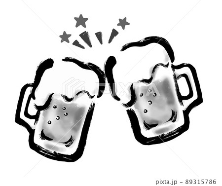 ビール 生ビール ジョッキ モノクロのイラスト素材 ビール 生ビール ジョッキ モノクロのイラスト素材