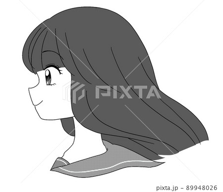 女子 学生 生徒 横顔のイラスト素材