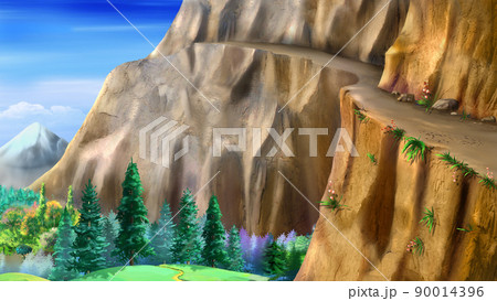 Anime Style Cliff Face Highly Detailed Digital Artwork Painting