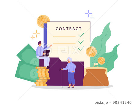 Pension insurance, social support, vector flat illustration on a white background.