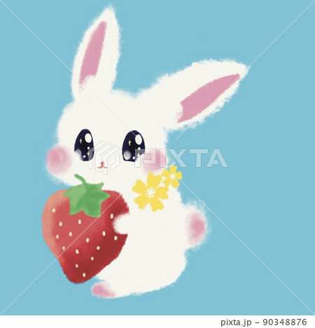 シーグラスアート いちご かわいいバニー うさぎ 眩しく 