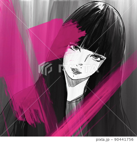 ぱっつん 女の子のイラスト素材