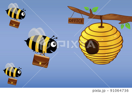 Cute bee carrying a heart - Stock Illustration [98492353] - PIXTA